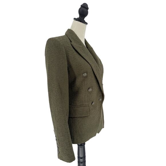 L'agence Kenzie Knit Boucle Tweed Blazer Jacket in Olive Ivy Green Size 4 NEW - Picture 10 of 15